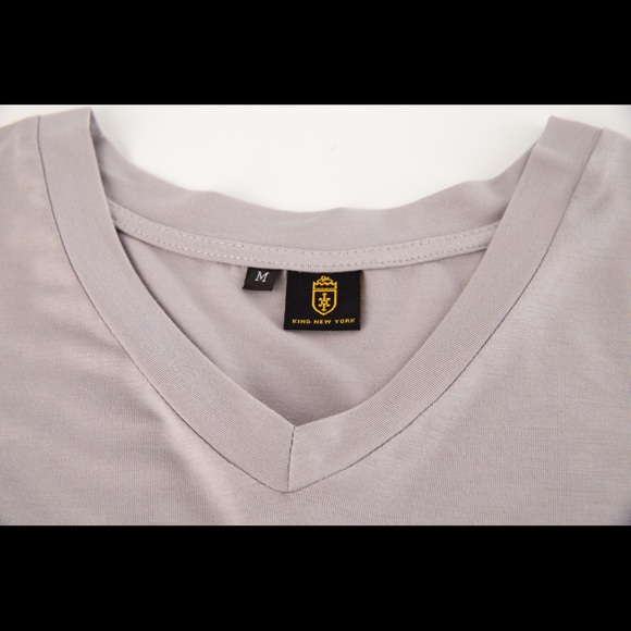 KING NEW YORK, V-NECK T-SHIRT , LIGHT GREY. - Picture 1 of 12